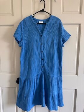 J. Jill Cotton Gauze Tiered Drop Waist Midi dress L